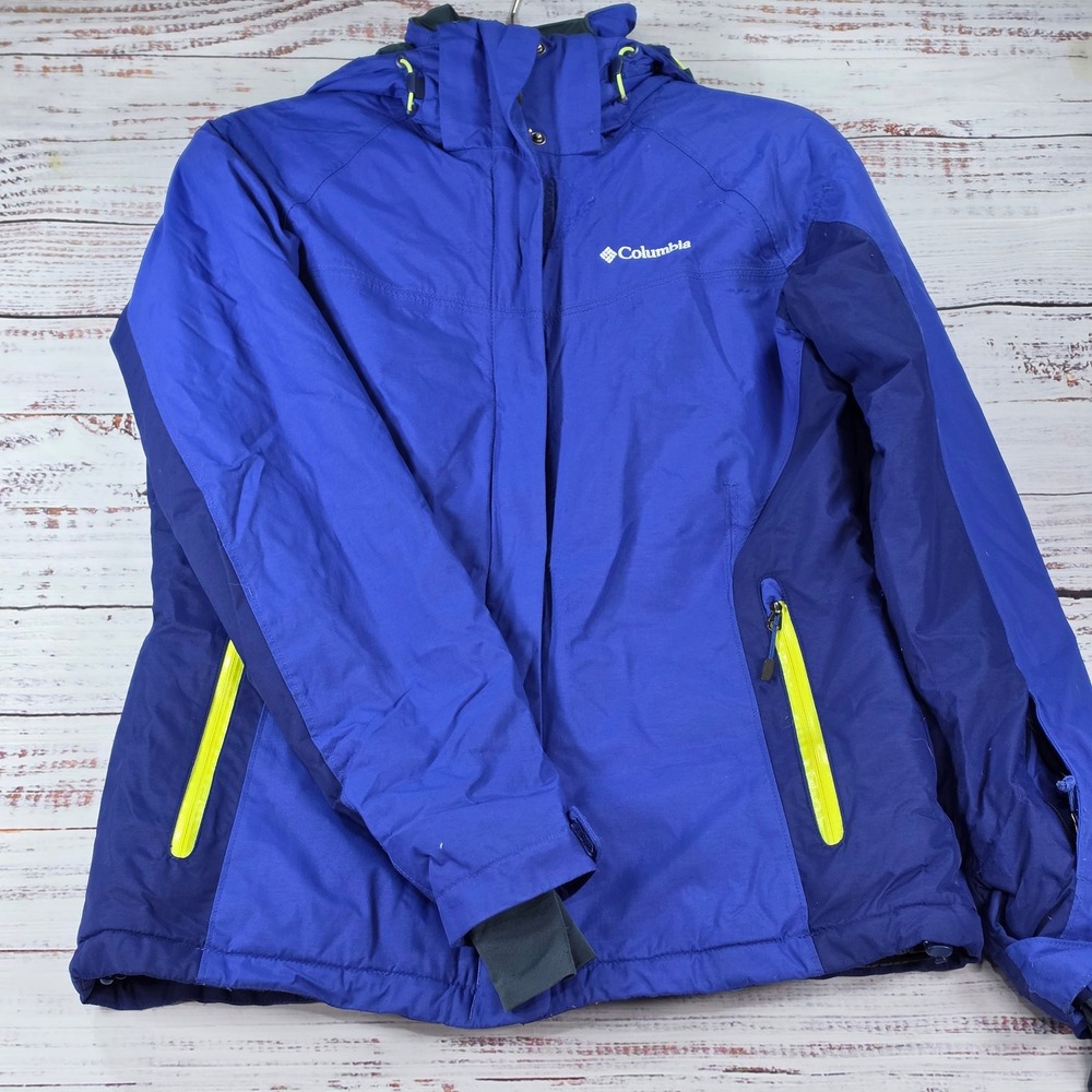 Columbia Ski Jacket Youth Medium Blue Good Omni-Heat Waterproof Hooded Parka